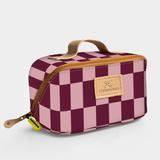 Kids Side Mouth Vanity Bag | Laminated Fabric with Genuine Leather Checkmate - Cherry Side Mouth Vanity Fabric