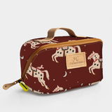 Kids Side Mouth Vanity Bag | Laminated Fabric with Genuine Leather Midnight Pony - Cherry Side Mouth Vanity Fabric