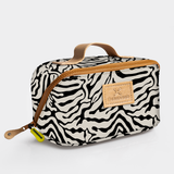 Kids Side Mouth Vanity Bag | Laminated Fabric with Genuine Leather Nomad Stripe - Pitch Side Mouth Vanity Fabric