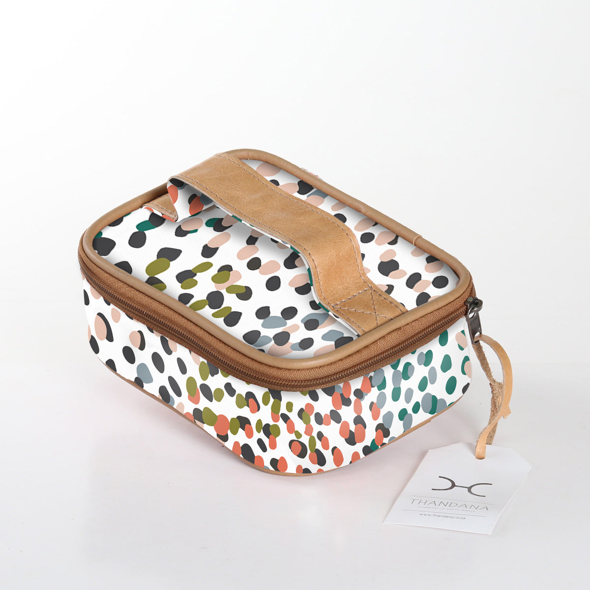 Kids Single Toiletry | Laminated Fabric with Genuine Leather Confetti - All About / Chunky Zip (new) Single Toiltery