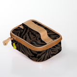 Kids Single Toiletry | Laminated Fabric with Genuine Leather Nomad Stripe - Coffee / Chunky Zip (new) Single Toiltery