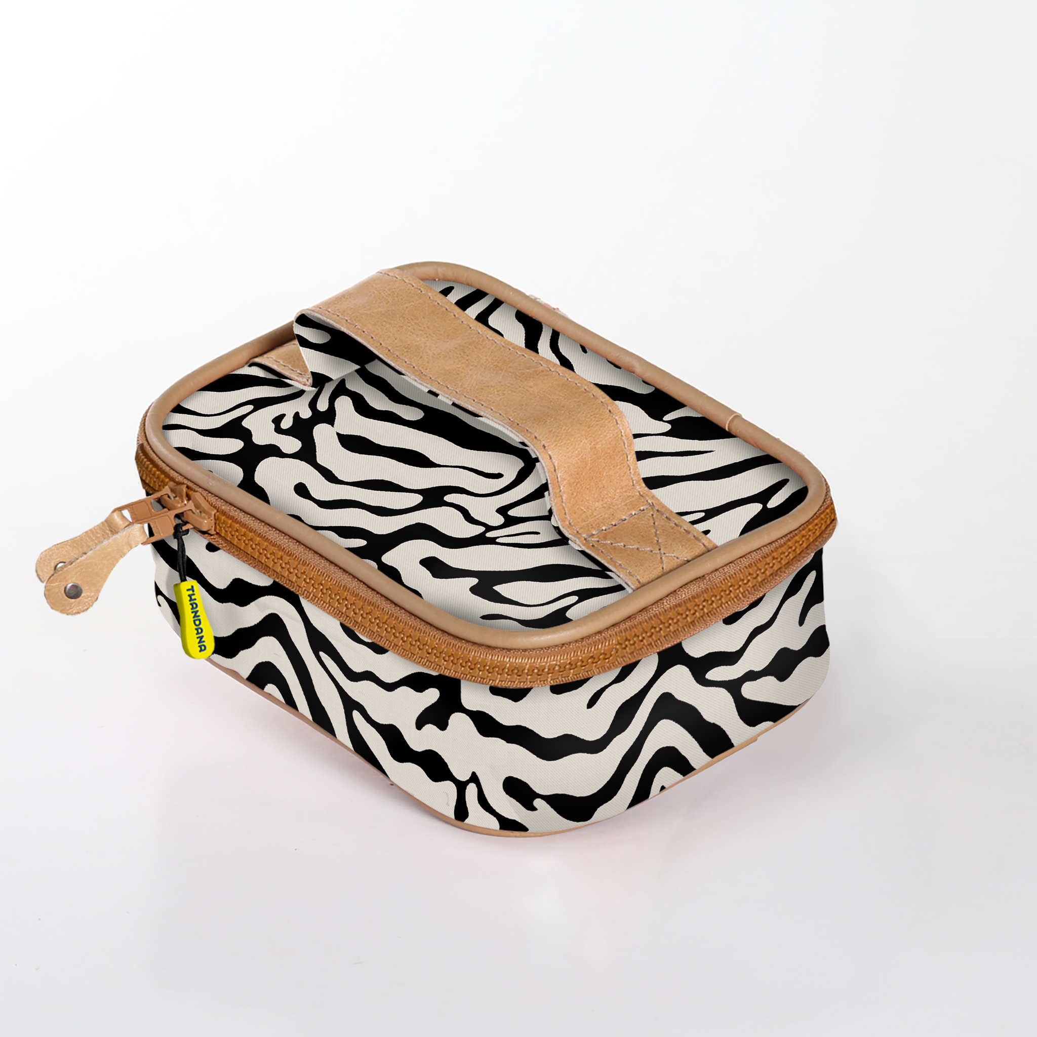 Kids Single Toiletry | Laminated Fabric with Genuine Leather Nomad Stripe - Pitch / Chunky Zip (new) Single Toiltery