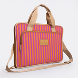 Kids Slimline Laptop Bag 15’ | Laminated Fabric with Genuine Leather Linear - Preppy Laptop Fabric Bag by Thandana