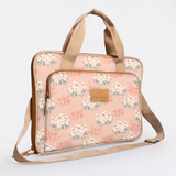 Kids Slimline Laptop Bag 15’ | Laminated Fabric with Genuine Leather Crazy Daisy - Blush Laptop Fabric Bag by Thandana