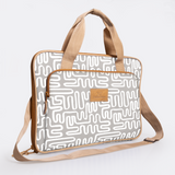 Kids Slimline Laptop Bag 15’ | Laminated Fabric with Genuine Leather Geo - Moonstruck Laptop Fabric Bag by Thandana