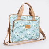 Kids Slimline Laptop Bag 15’ | Laminated Fabric with Genuine Leather Crazy Daisy - Sage Laptop Fabric Bag by Thandana