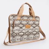 Kids Slimline Laptop Bag 15’ | Laminated Fabric with Genuine Leather Python - Moody Laptop Fabric Bag by Thandana