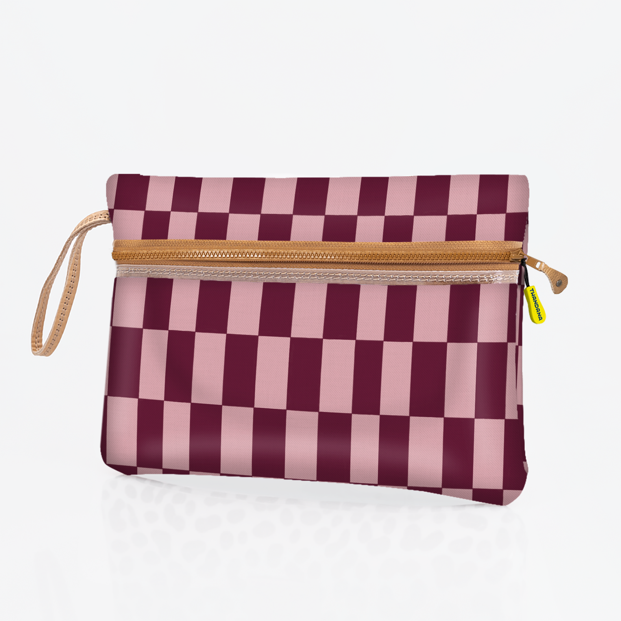 Kids Sticky Fingers Cellphone Pouch | Laminated Fabric Checkmate - Cherry Pouch by Thandana