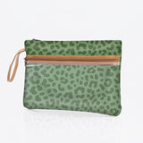 Kids Sticky Fingers Cellphone Pouch | Laminated Fabric Cheetah - Olive Pouch by Thandana