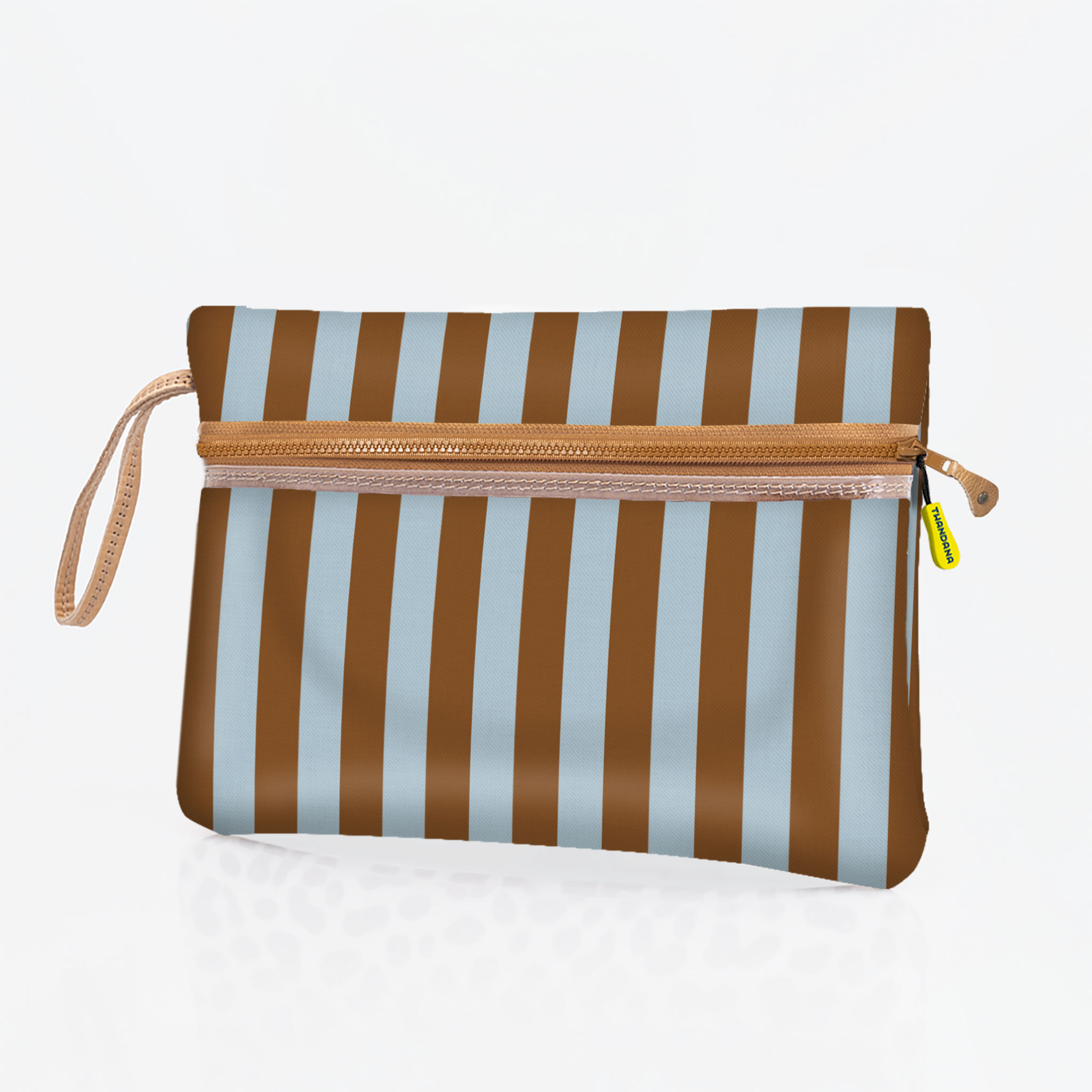 Kids Sticky Fingers Cellphone Pouch | Laminated Fabric Coastal Stripe - Blue Pouch by Thandana