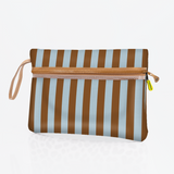 Kids Sticky Fingers Cellphone Pouch | Laminated Fabric Coastal Stripe - Blue Pouch by Thandana