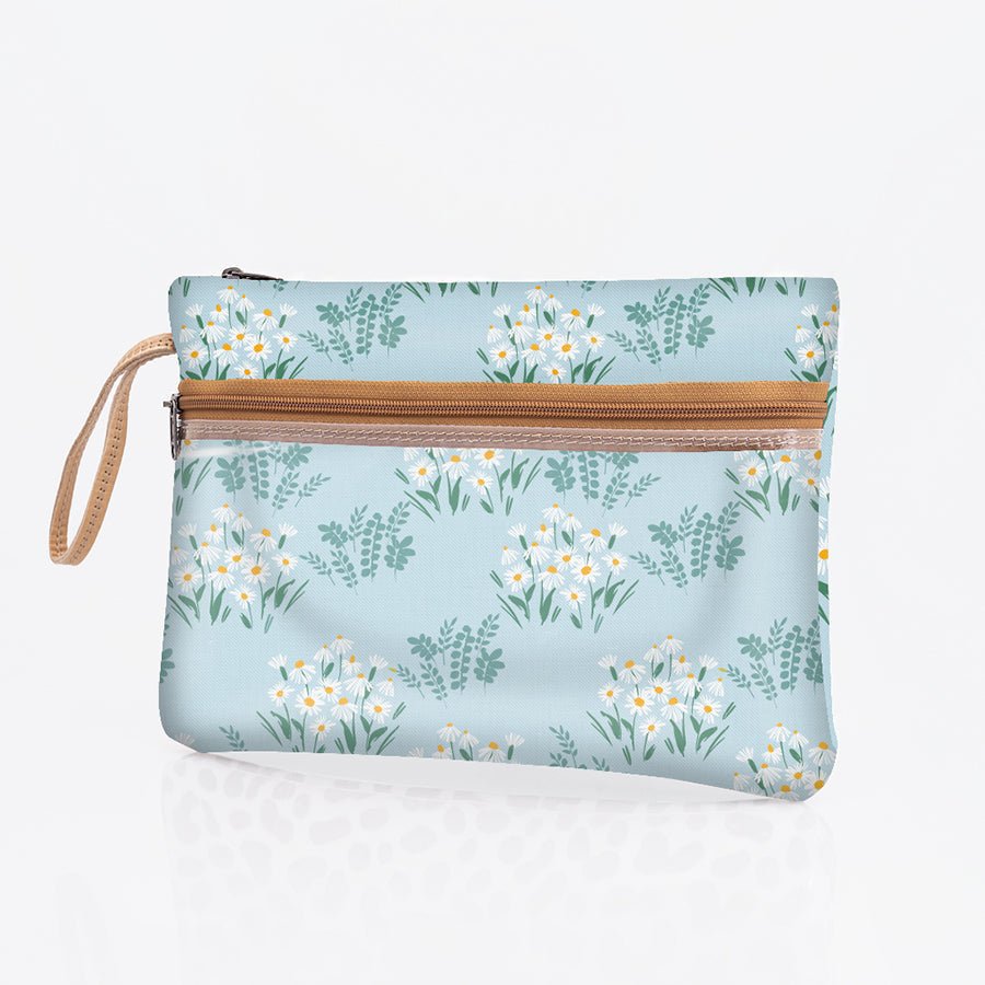 Kids Sticky Fingers Cellphone Pouch | Laminated Fabric Crazy Daisy - Sage Pouch by Thandana