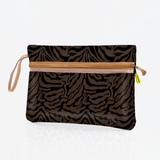 Kids Sticky Fingers Cellphone Pouch | Laminated Fabric Nomad Stripe - Coffee Pouch by Thandana