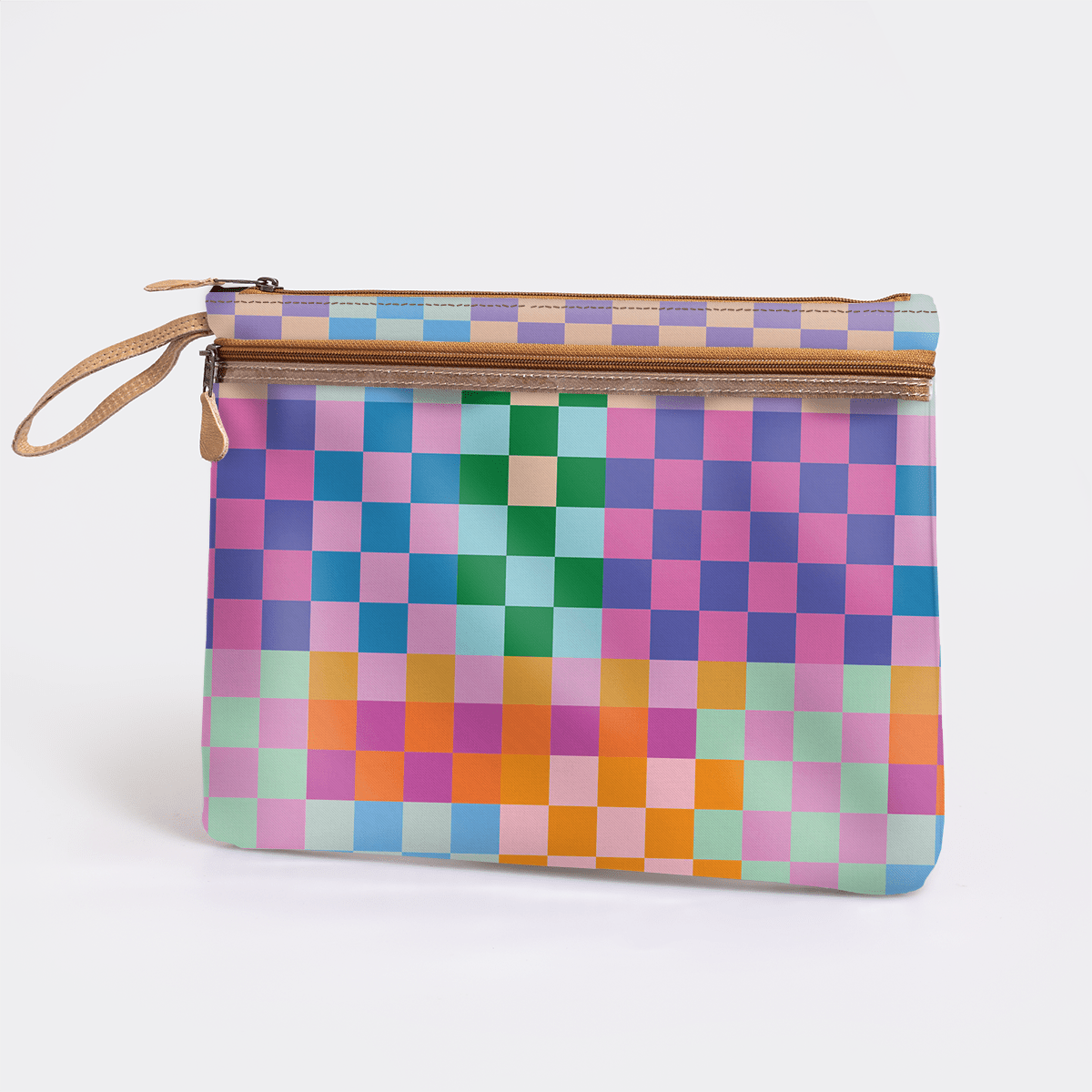 Kids Sticky Fingers Ipad | Laminated Fabric Checker - Preppy Pouch by Thandana