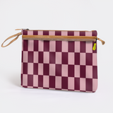 Kids Sticky Fingers Ipad | Laminated Fabric Checkmate - Cherry Pouch by Thandana
