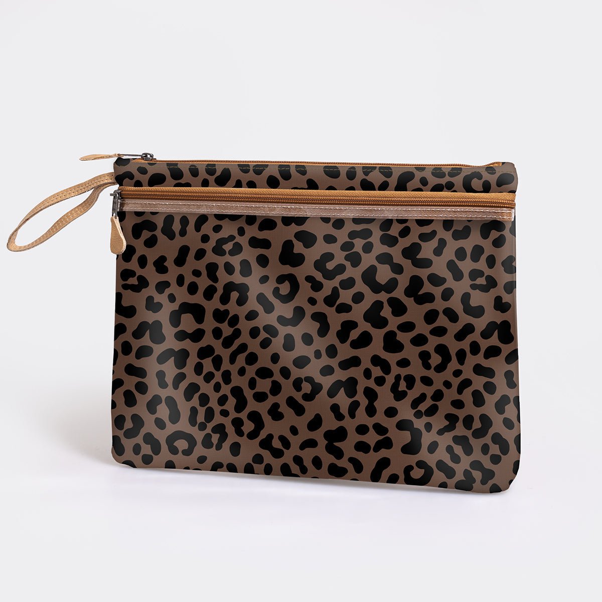 Kids Sticky Fingers Ipad | Laminated Fabric Cheetah - Coffee Pouch by Thandana