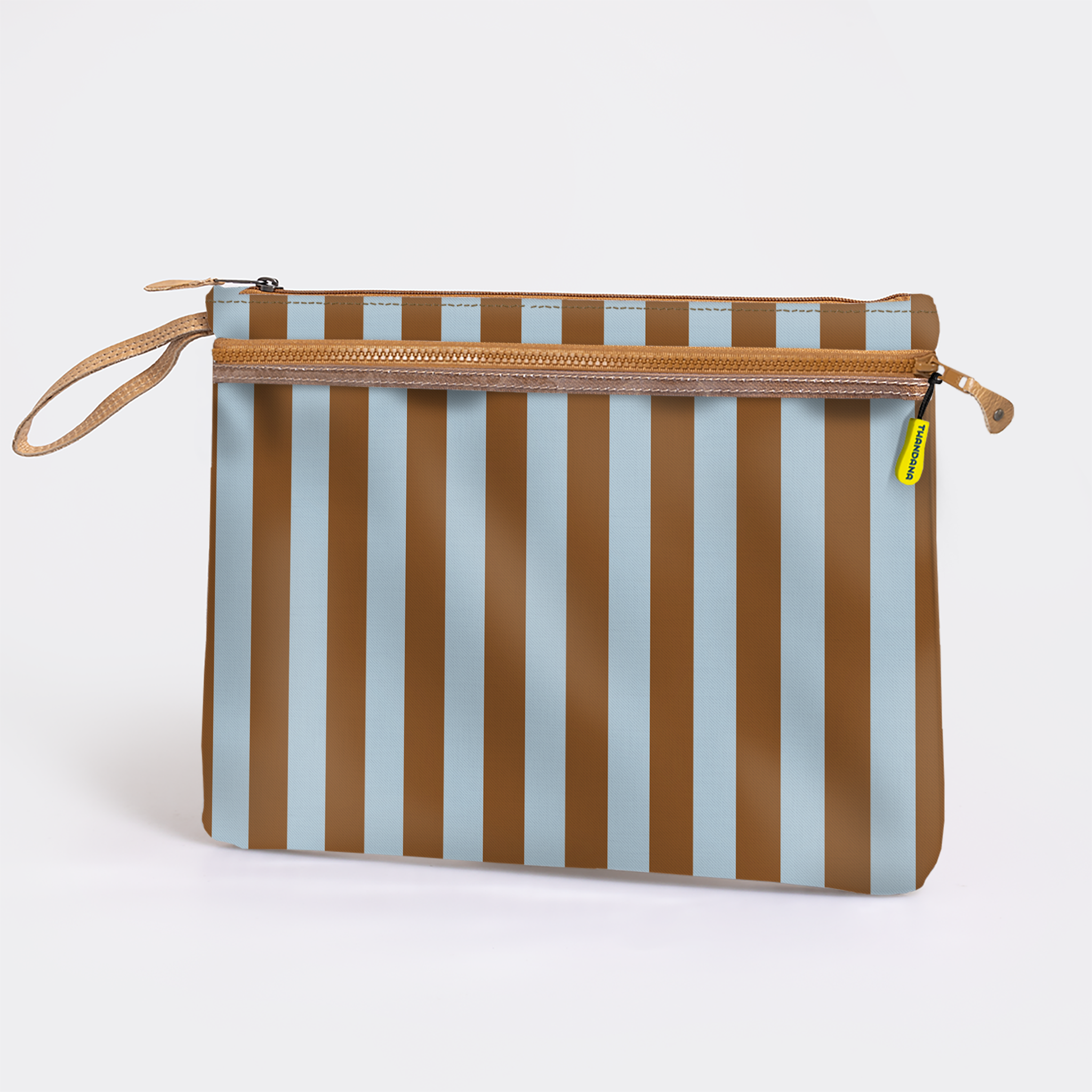 Kids Sticky Fingers Ipad | Laminated Fabric Coastal Stripe - Blue Pouch by Thandana