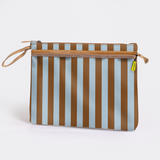 Kids Sticky Fingers Ipad | Laminated Fabric Coastal Stripe - Blue Pouch by Thandana