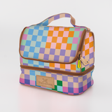 Kids Thermal Cooler | Laminated Fabric with Genuine Leather Checker - Preppy Mini Thermal Cooler by Thandana