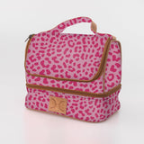 Kids Thermal Cooler | Laminated Fabric with Genuine Leather Cheetah - Pink Mini Thermal Cooler by Thandana