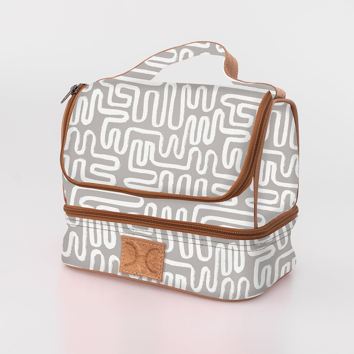 Kids Thermal Cooler | Laminated Fabric with Genuine Leather Geo - Moonstruck Mini Thermal Cooler by Thandana