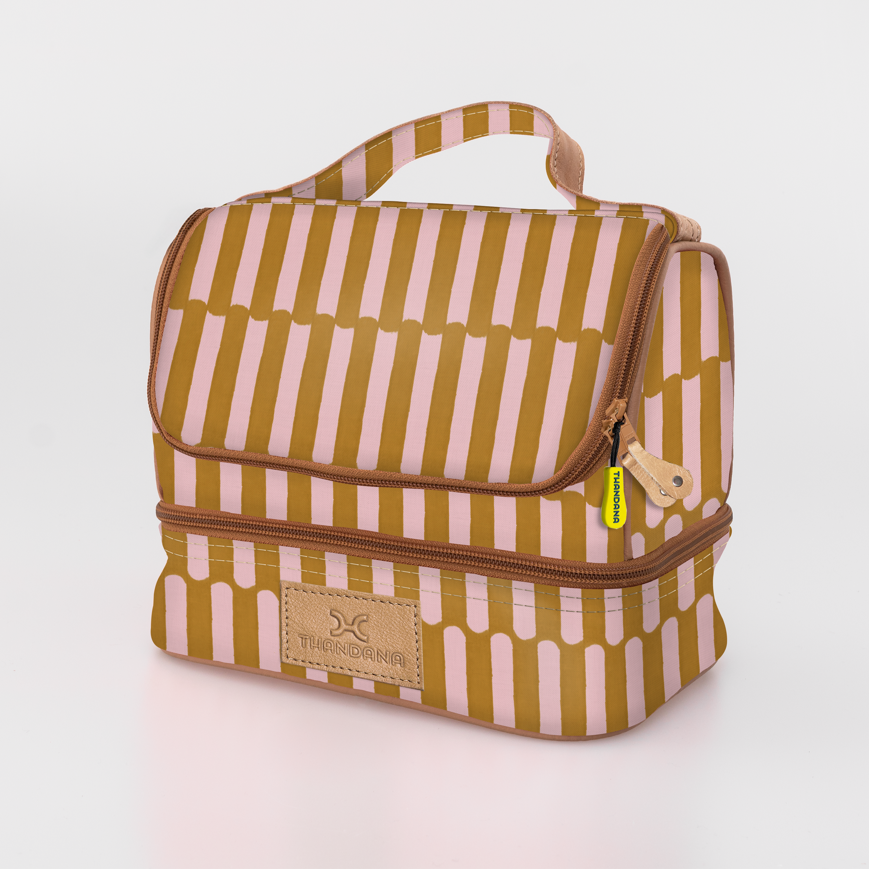 Kids Thermal Cooler | Laminated Fabric with Genuine Leather Indie - Sunset Mini Thermal Cooler by Thandana