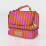 Kids Thermal Cooler | Laminated Fabric with Genuine Leather Linear - Preppy Mini Thermal Cooler by Thandana