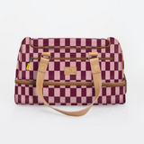 Kids Travel Golf Bag | Laminated Fabric with Genuine Leather Checkmate - Cherry / Chunky Zip Travel Golf Bag Laminated