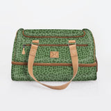 Kids Travel Golf Bag | Laminated Fabric with Genuine Leather Cheetah - Olive / Chunky Zip Travel Golf Bag Laminated