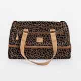 Kids Travel Golf Bag | Laminated Fabric with Genuine Leather Cheetah - Coffee / Chunky Zip Travel Golf Bag Laminated