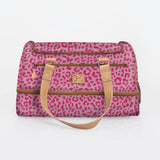 Kids Travel Golf Bag | Laminated Fabric with Genuine Leather Cheetah - Pink / Chunky Zip Travel Golf Bag Laminated