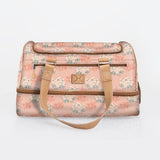 Kids Travel Golf Bag | Laminated Fabric with Genuine Leather Crazy Daisy - Blush / Chunky Zip Travel Golf Bag Laminated