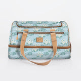 Kids Travel Golf Bag | Laminated Fabric with Genuine Leather Crazy Daisy - Sage / Chunky Zip Travel Golf Bag Laminated