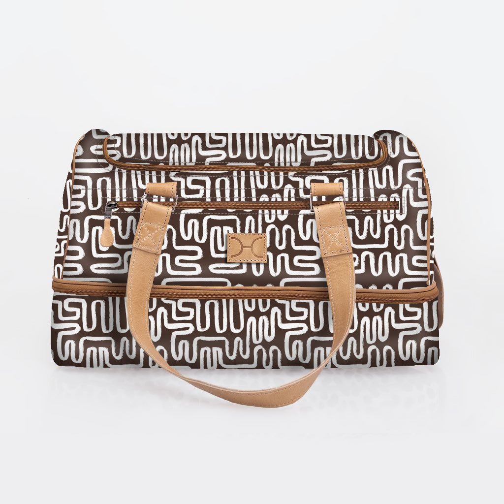 Kids Travel Golf Bag | Laminated Fabric with Genuine Leather Geo - Black / Chunky Zip Travel Golf Bag Laminated Fabric