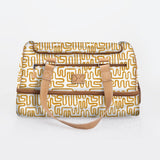 Kids Travel Golf Bag | Laminated Fabric with Genuine Leather Geo - Sand / Chunky Zip Travel Golf Bag Laminated Fabric