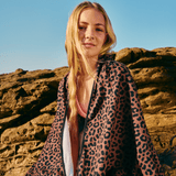 Kids Turkish Terry Beach Towel Black Tass - Cheetah - Coffee Utility Shopper Bag by Thandana