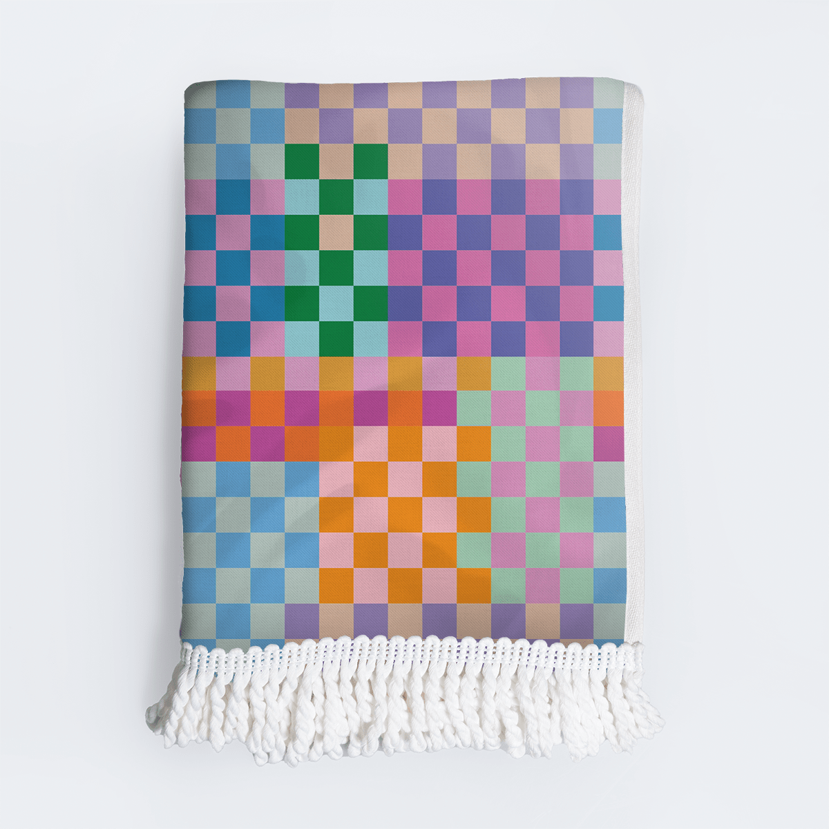 Kids Turkish Terry Beach Towel White Tass - Checker - Preppy Utility Shopper Bag by Thandana