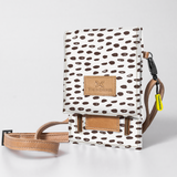 Kids Urban Cellphone Sling | Laminated Fabric with Genuine Leather Seeds - White / Chunky Zip Kids Urban Sling
