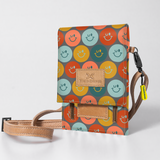 Kids Urban Cellphone Sling | Laminated Fabric with Genuine Leather Smiley - Jet / Chunky Zip Kids Urban Sling