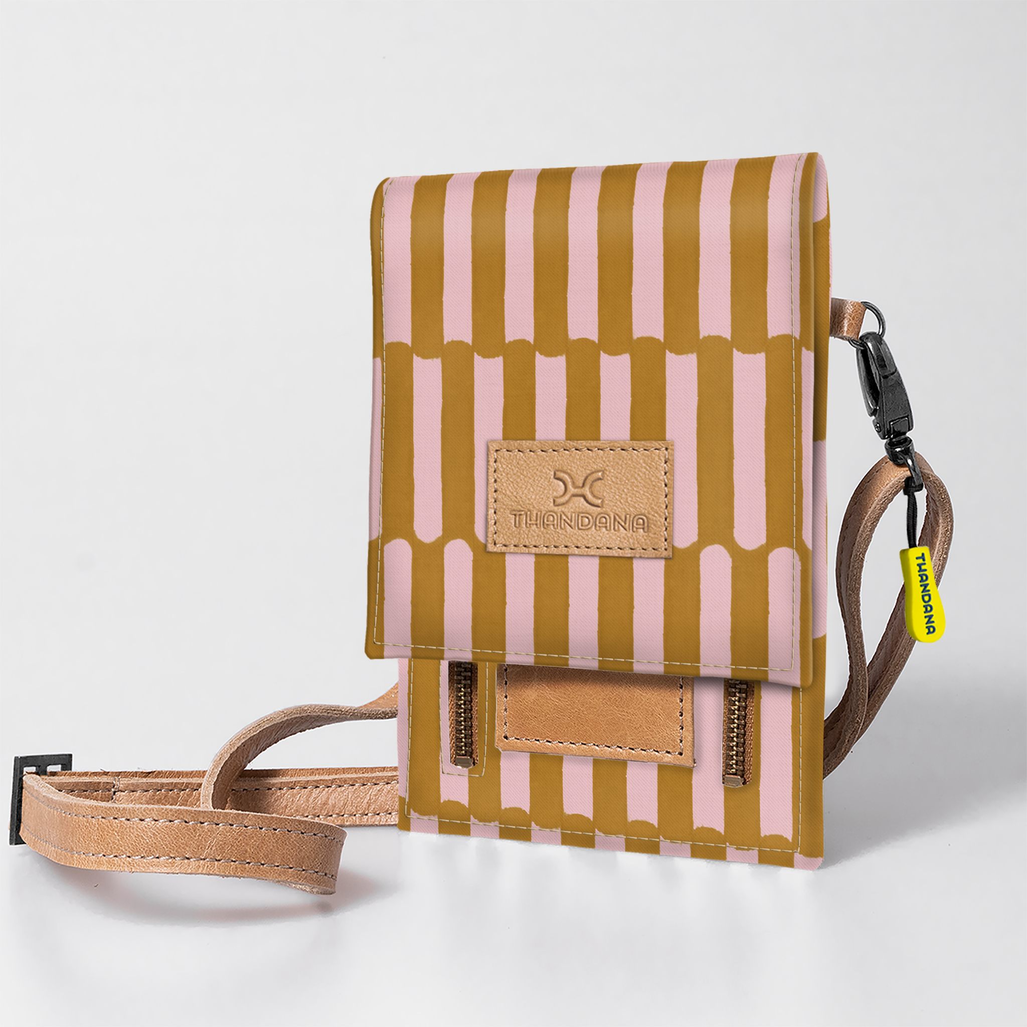 Kids Urban Cellphone Sling | Laminated Fabric with Genuine Leather Indie - Sunset / Chunky Zip Kids Urban Sling