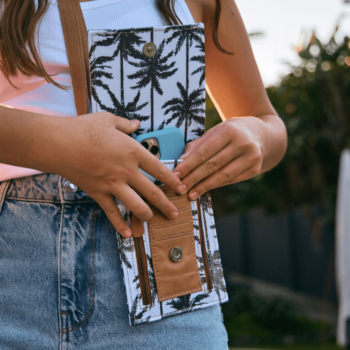 Kids Urban Cellphone Sling | Laminated Fabric with Genuine Leather Kids Urban Sling by Thandana
