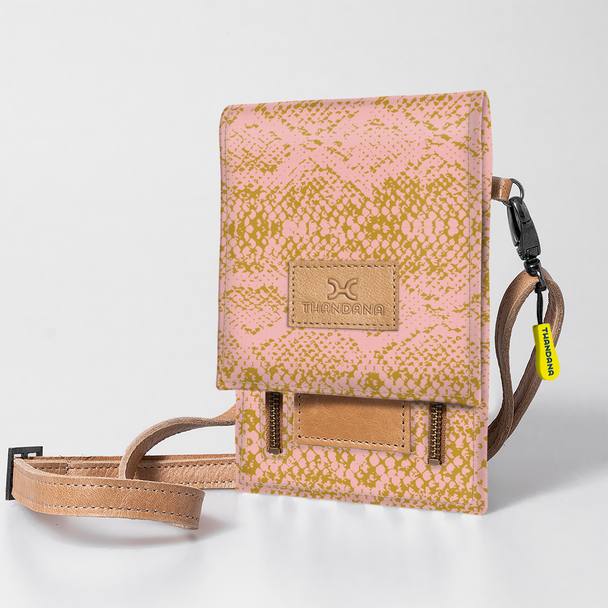 Kids Urban Cellphone Sling | Laminated Fabric with Genuine Leather Python - Bloom / Chunky Zip Kids Urban Sling