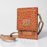 Kids Urban Cellphone Sling | Laminated Fabric with Genuine Leather Cheetah - Preppy / Chunky Zip Kids Urban Sling