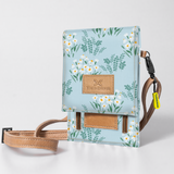Kids Urban Cellphone Sling | Laminated Fabric with Genuine Leather Crazy Daisy - Sage / Chunky Zip Kids Urban Sling