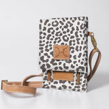 Kids Urban Cellphone Sling | Laminated Fabric with Genuine Leather Cheetah - White / Chunky Zip Kids Urban Sling