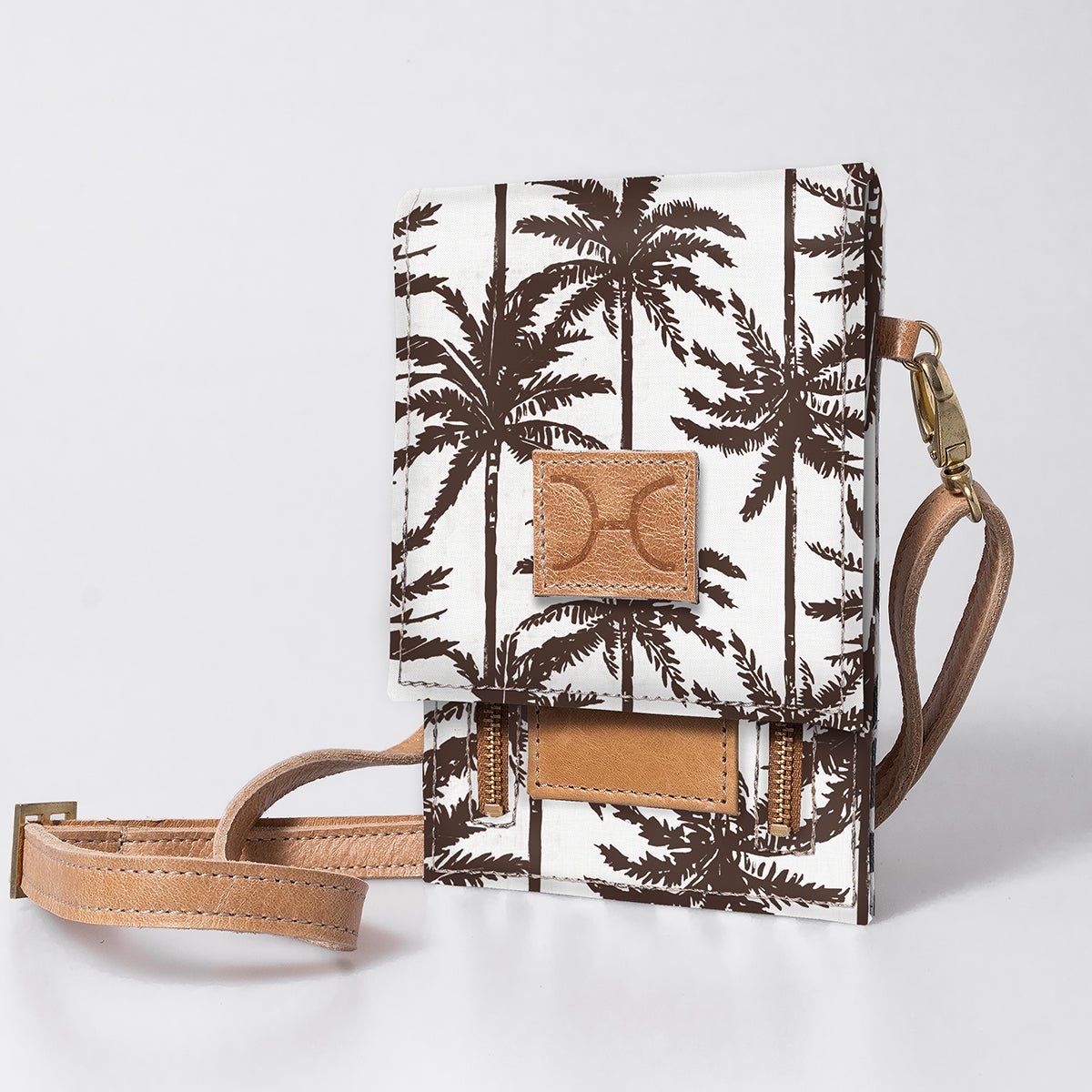 Kids Urban Cellphone Sling | Laminated Fabric with Genuine Leather Palm - Neutral / Chunky Zip Kids Urban Sling