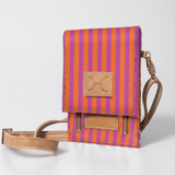 Kids Urban Cellphone Sling | Laminated Fabric with Genuine Leather Linear - Preppy / Chunky Zip Kids Urban Sling