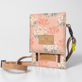 Kids Urban Cellphone Sling | Laminated Fabric with Genuine Leather Crazy Daisy - Blush / Chunky Zip Kids Urban Sling