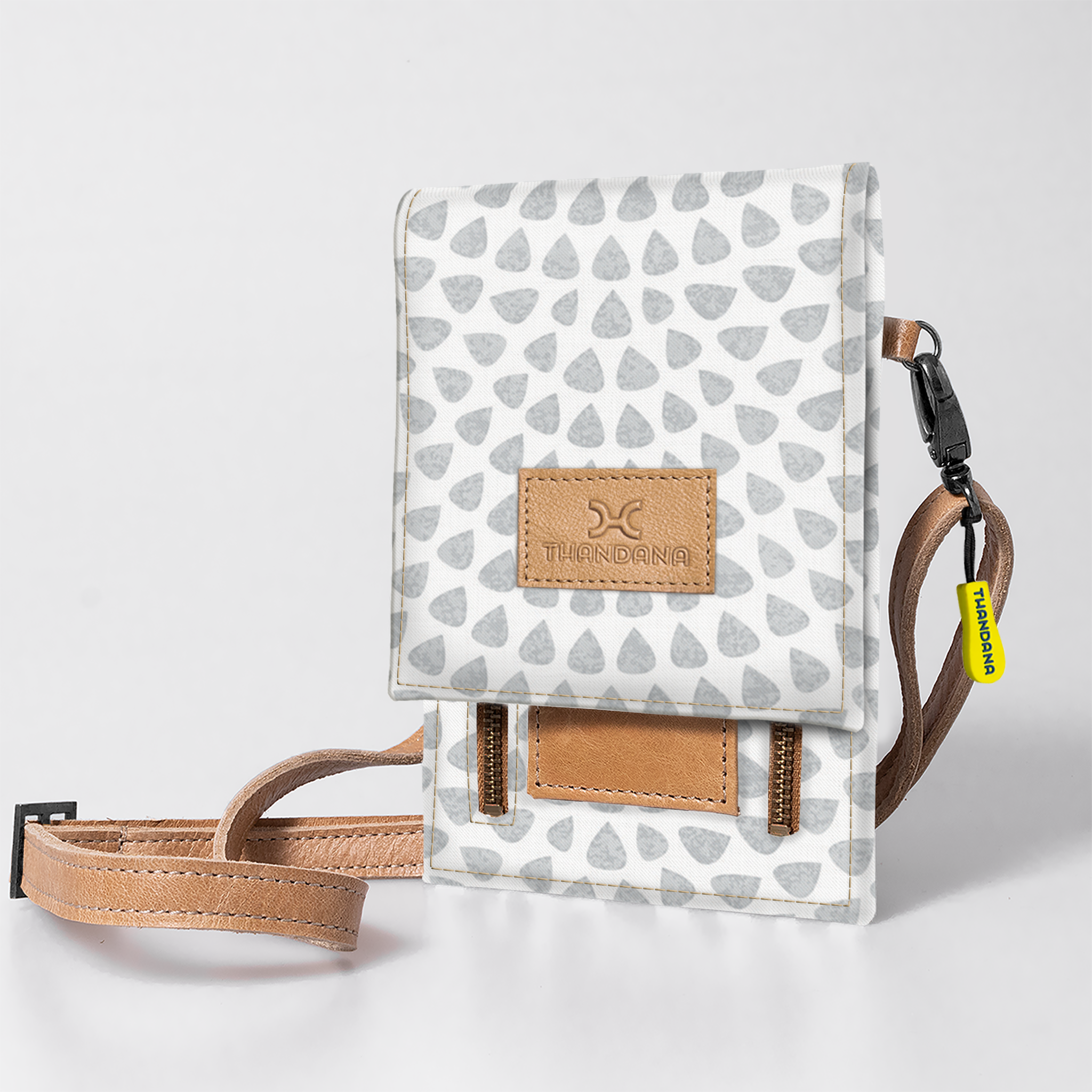 Kids Urban Cellphone Sling | Laminated Fabric with Genuine Leather Scale Away with me - Moonstruck / Chunky Zip Kids