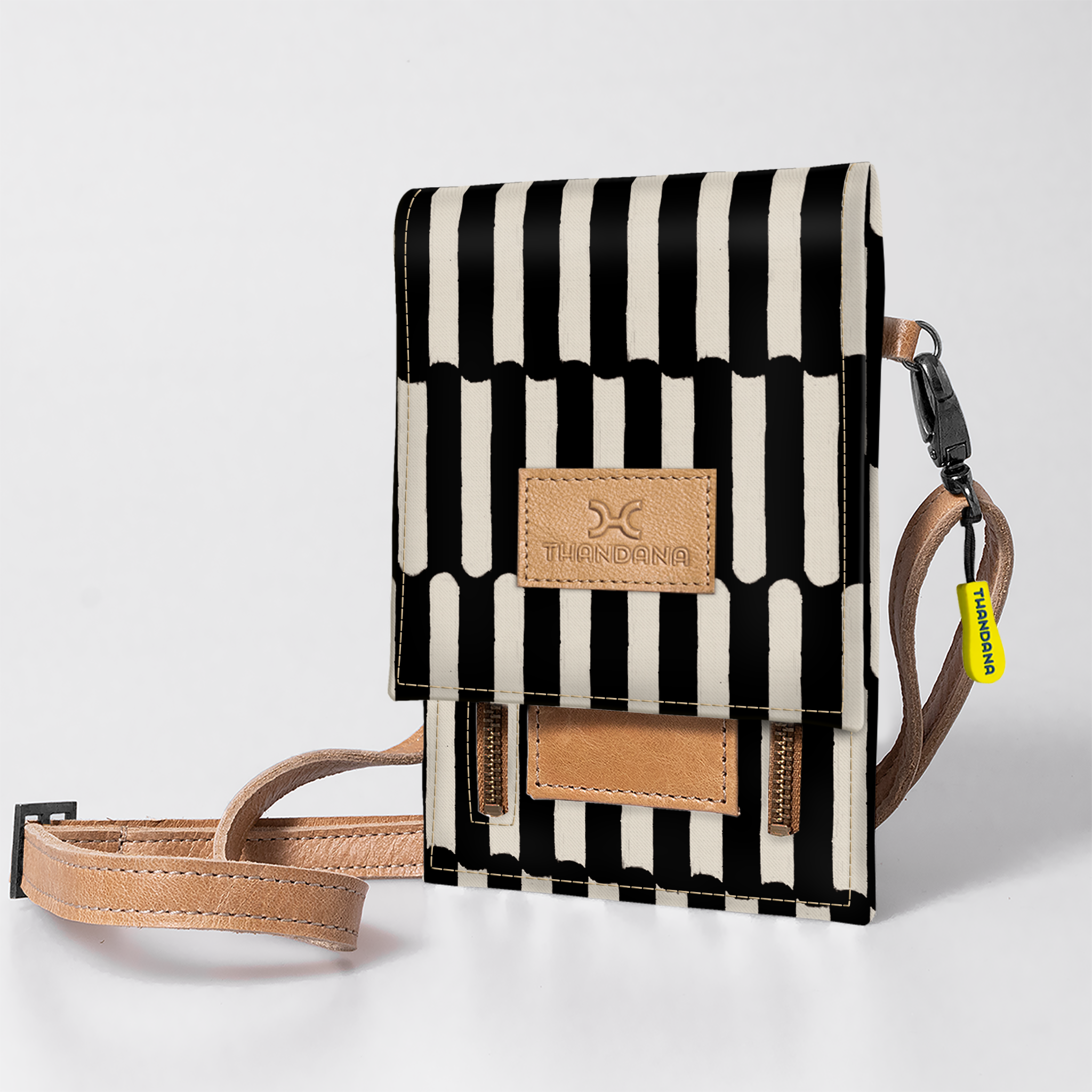 Kids Urban Cellphone Sling | Laminated Fabric with Genuine Leather Indie - Pitch / Chunky Zip Kids Urban Sling